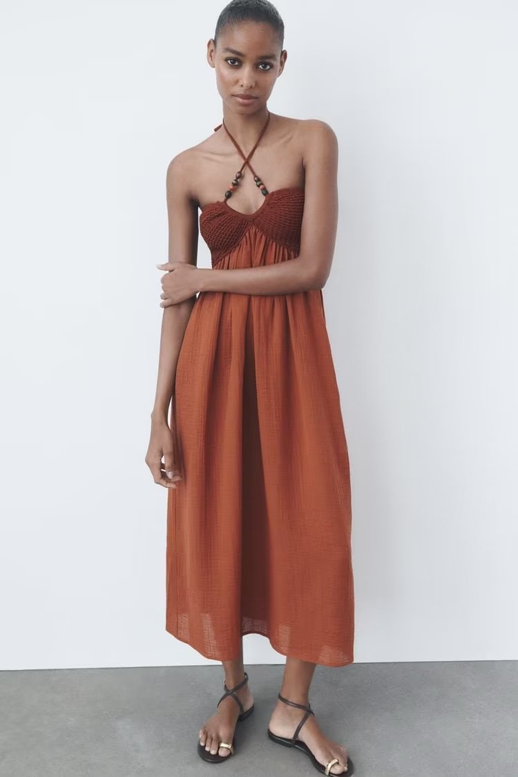 Beaded halter neck dress