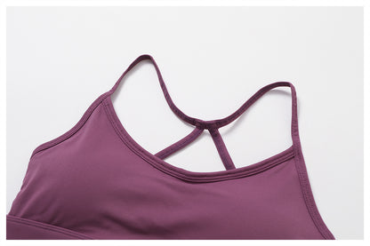 Cross back spaghetti strap sports bra