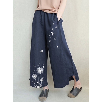 Linen blend  Loose fitting Trousers