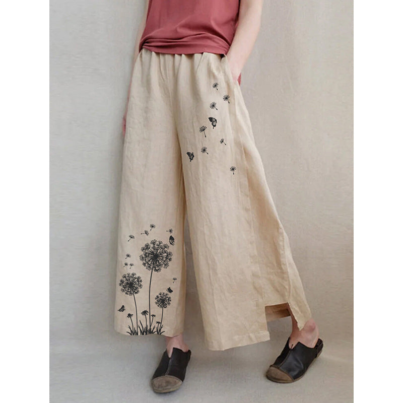 Linen blend  Loose fitting Trousers