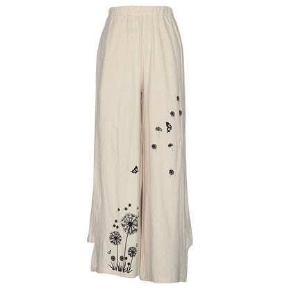 Linen blend  Loose fitting Trousers