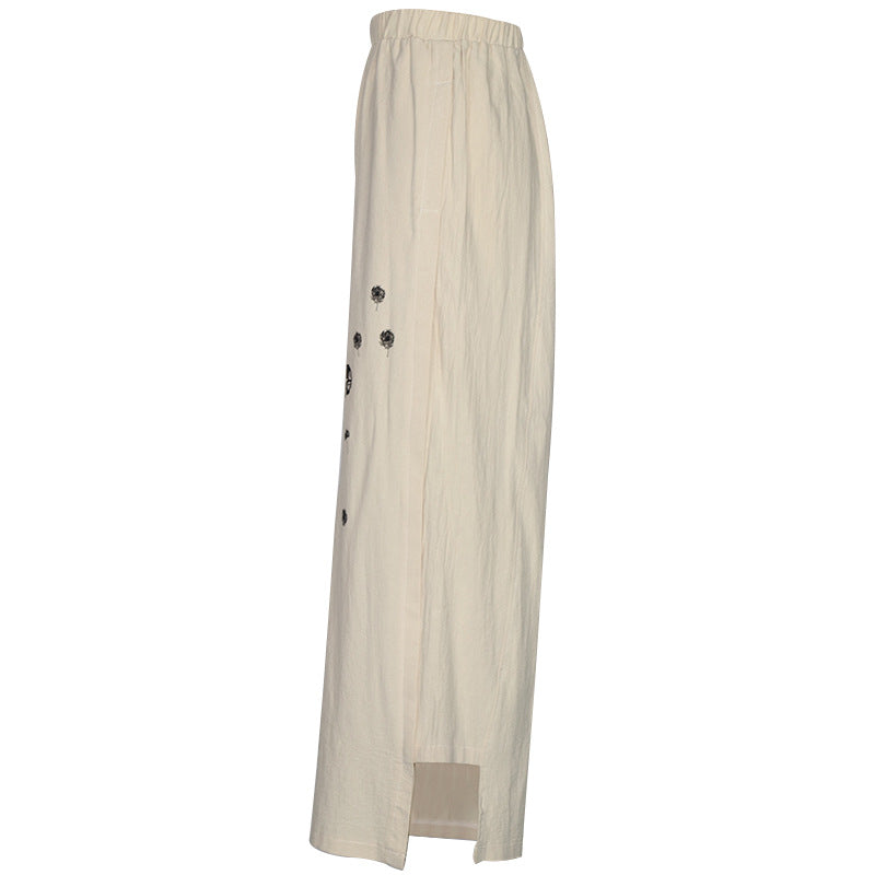 Linen blend  Loose fitting Trousers