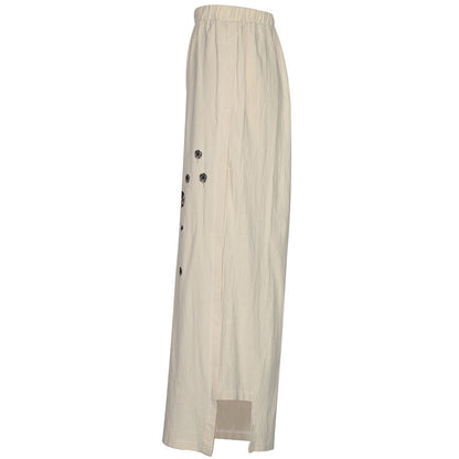 Linen blend  Loose fitting Trousers