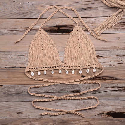 Knitted Shell trim bikini top