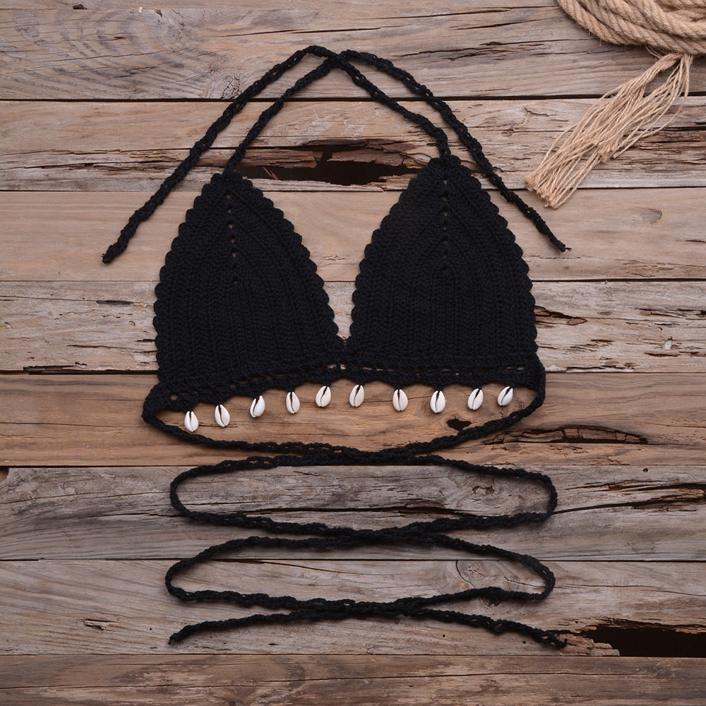 Knitted Shell trim bikini top