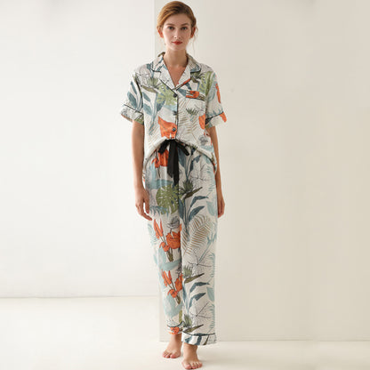 Printed satin loungewear set