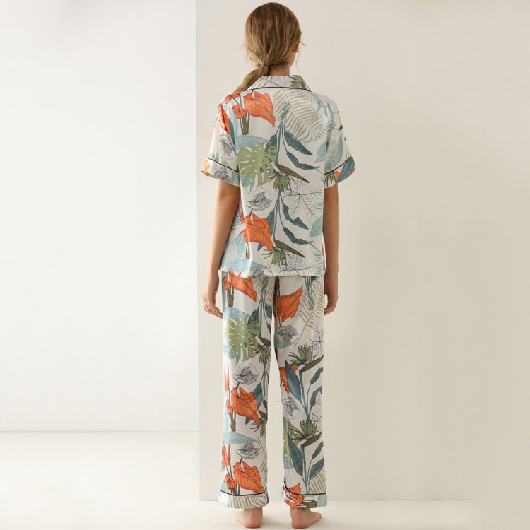 Printed satin loungewear set