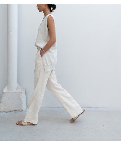 Pure Linen straight leg trousers