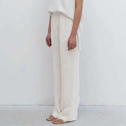 Pure Linen straight leg trousers