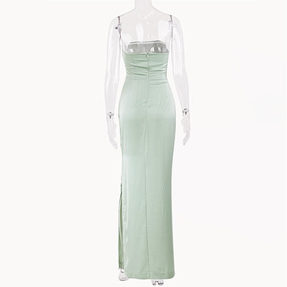 Bandeau satin maxi dress