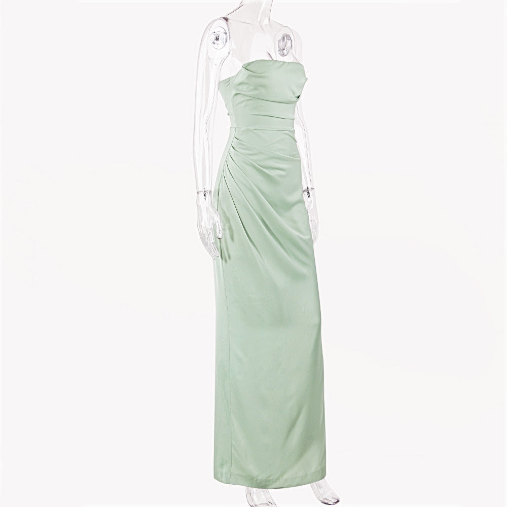 Bandeau satin maxi dress