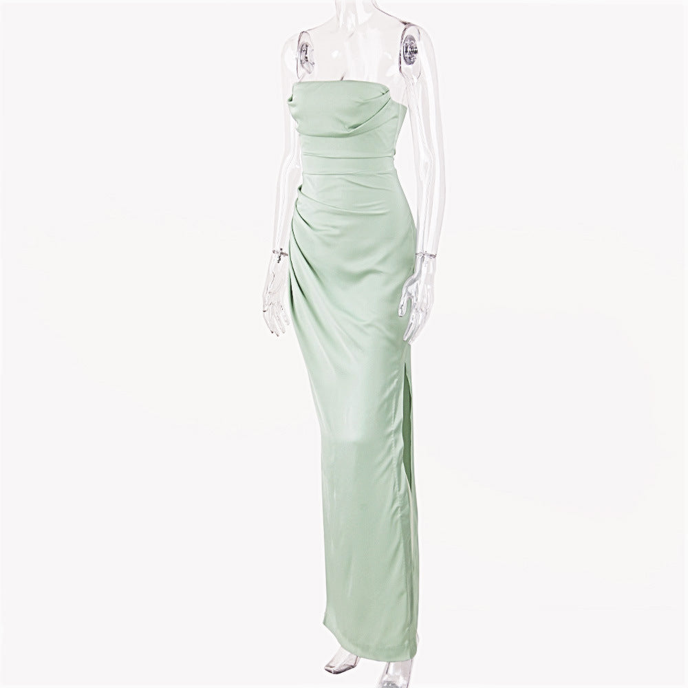 Bandeau satin maxi dress