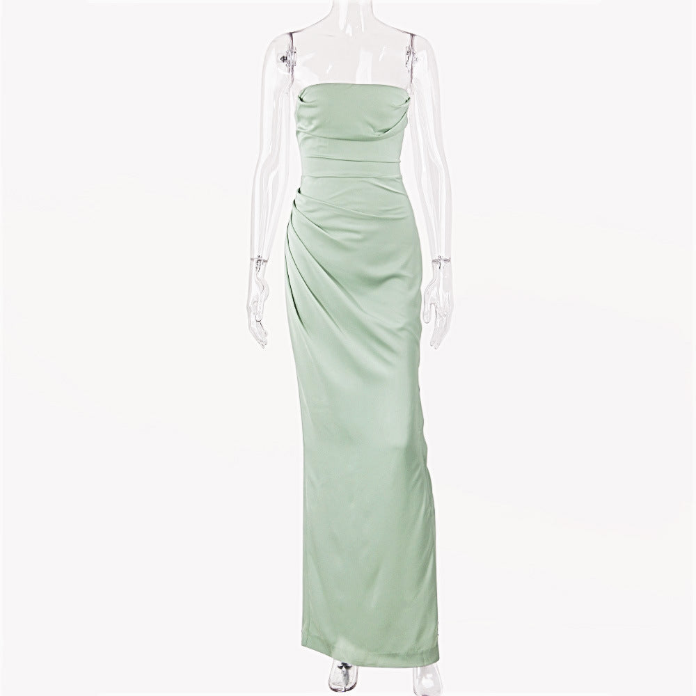 Bandeau satin maxi dress