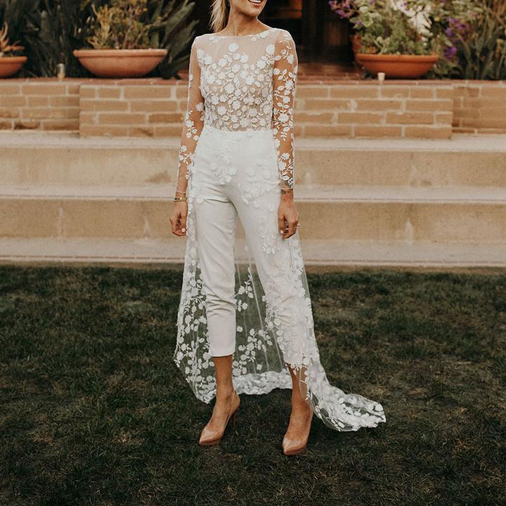 Embroidered lace jumpsuit