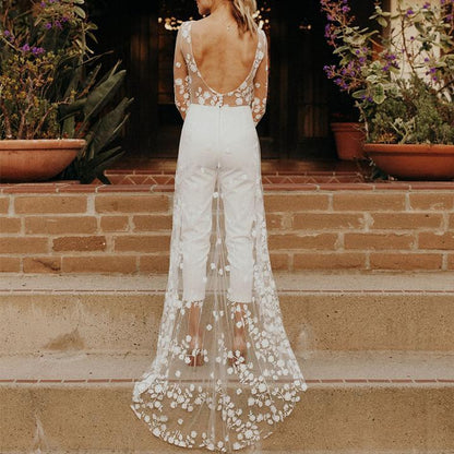 Embroidered lace jumpsuit