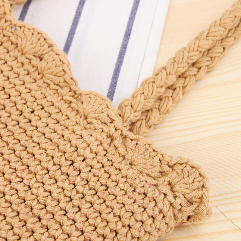 Hand woven straw bag