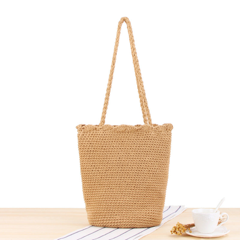 Hand woven straw bag