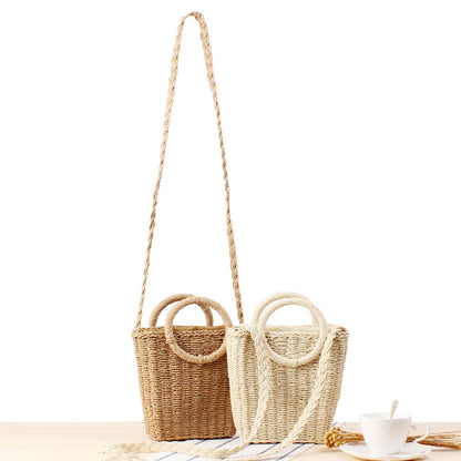 Crossbody shoulder straw bag