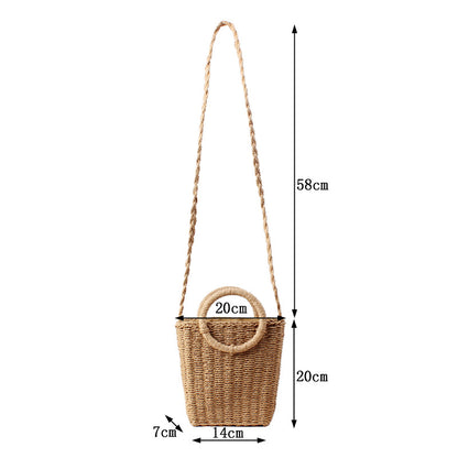 Crossbody shoulder straw bag