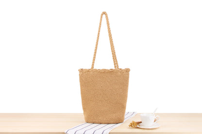 Hand woven straw bag