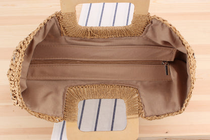 Beach bag with wooden handle