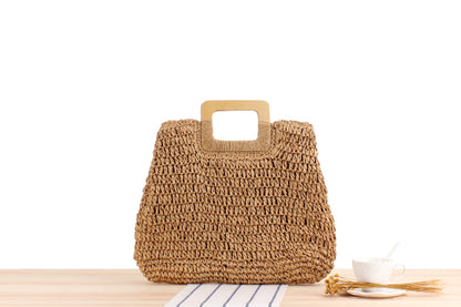 Beach bag with wooden handle