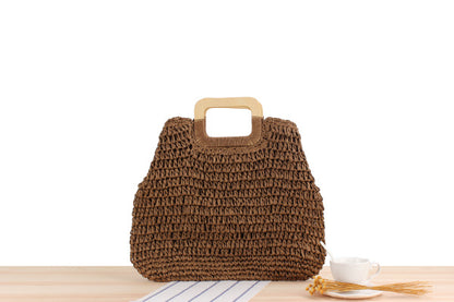 Beach bag with wooden handle