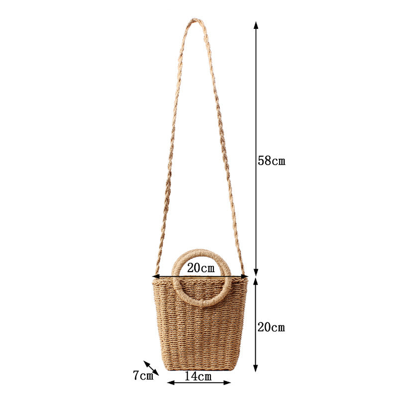 Crossbody shoulder straw bag