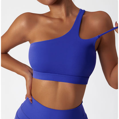 One shoulder double strap sports bra