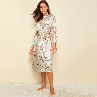 Printed satin nightgown