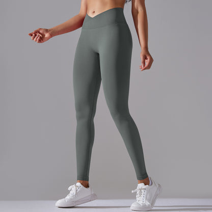 Seamless cross waist leggings