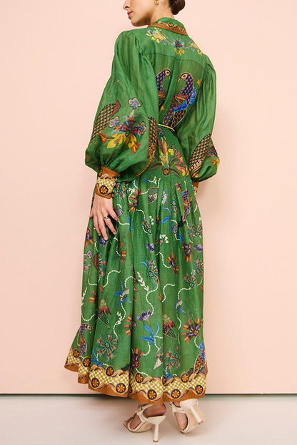 Printed full sleeve maxi dress