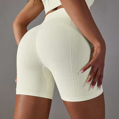 Textured High Waist Yoga Shorts