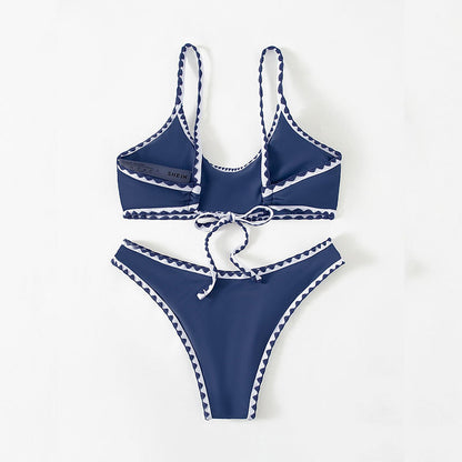 Contrast trim bikini set