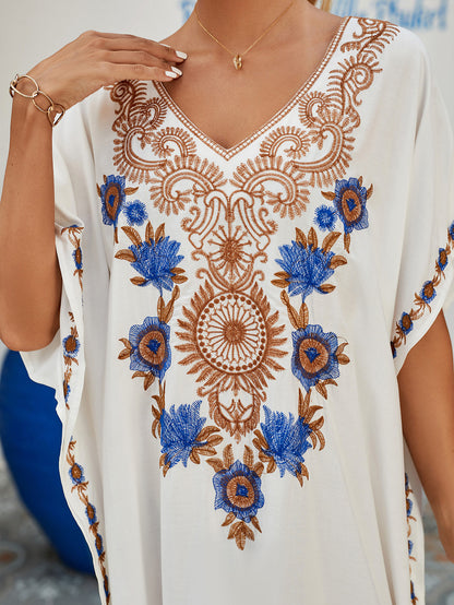 Embroidered cotton beach dress