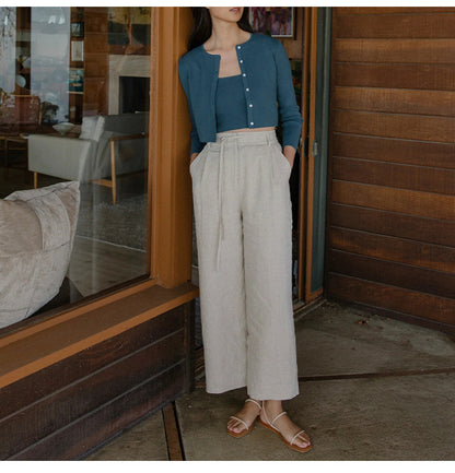 Pure Linen wide leg trousers