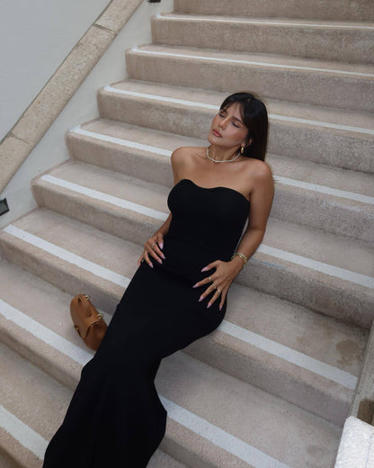 Knitted off shoulder maxi dress