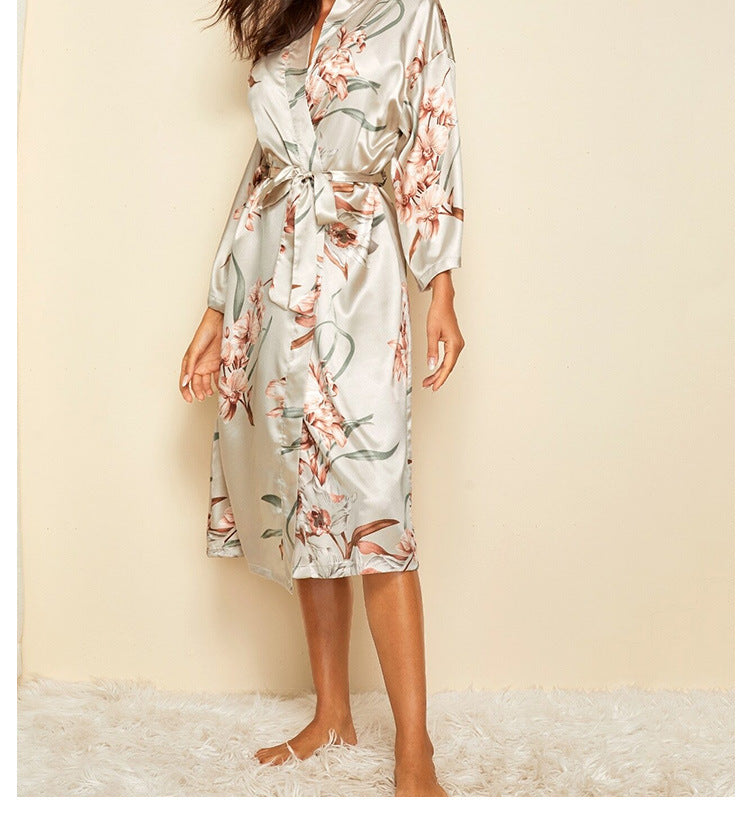 Printed satin nightgown