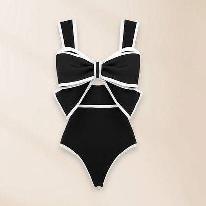 Bow front swimsuit with matching skirt