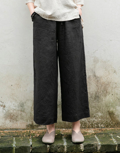 Linen blend wide Leg trousers