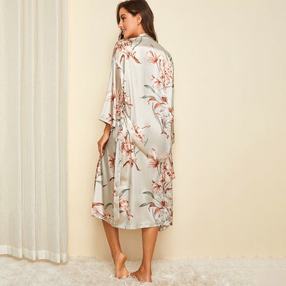 Printed satin nightgown