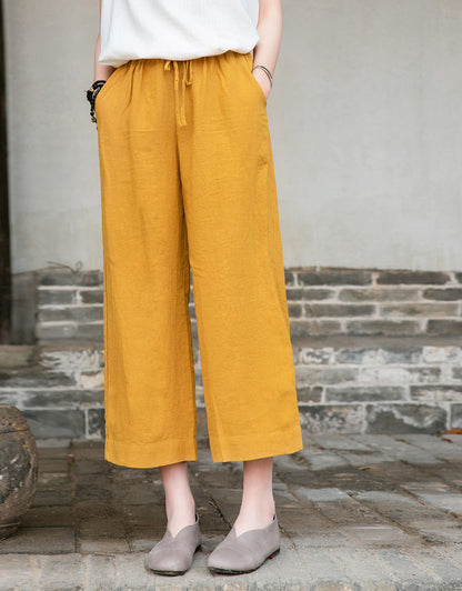 Linen blend wide Leg trousers