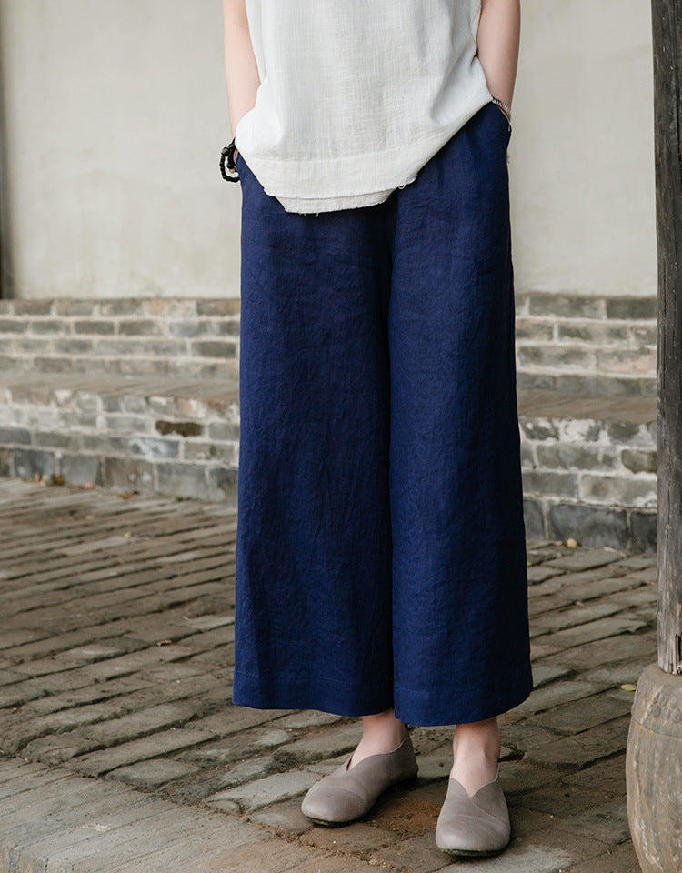 Linen blend wide Leg trousers