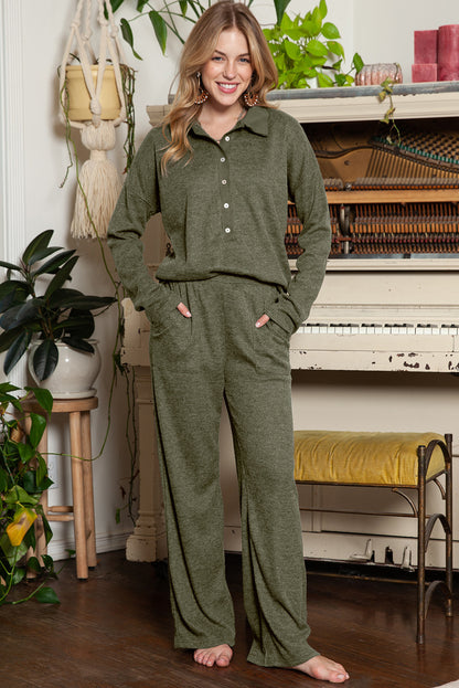 Soft touch knitted rib loungewear set