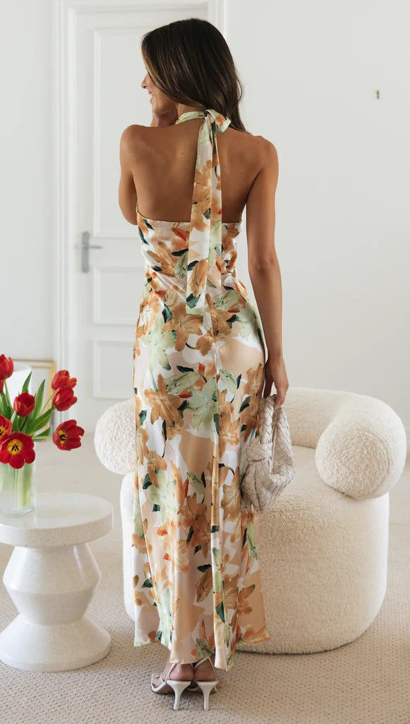 Halter neck printed Maxi Dress