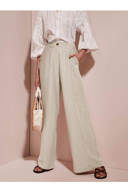 Linen blend wide Leg trousers