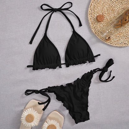 Frill triangle bikini set