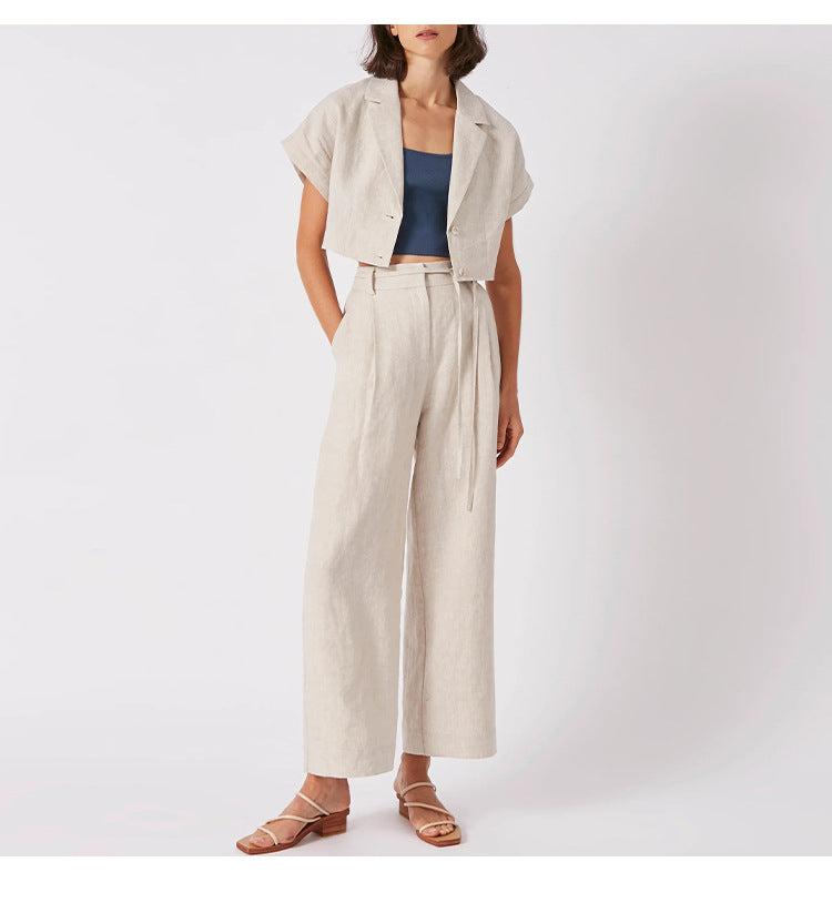 Pure Linen wide leg trousers