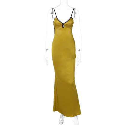 Golden satin maxi dress