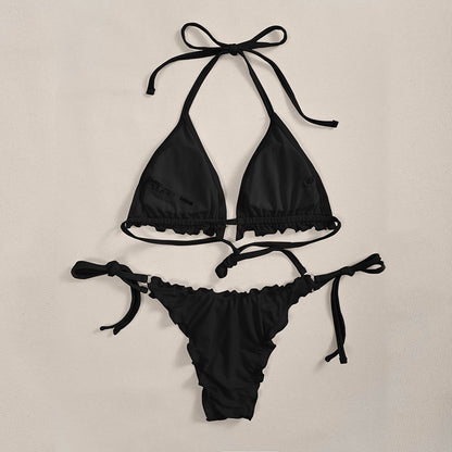 Frill triangle bikini set